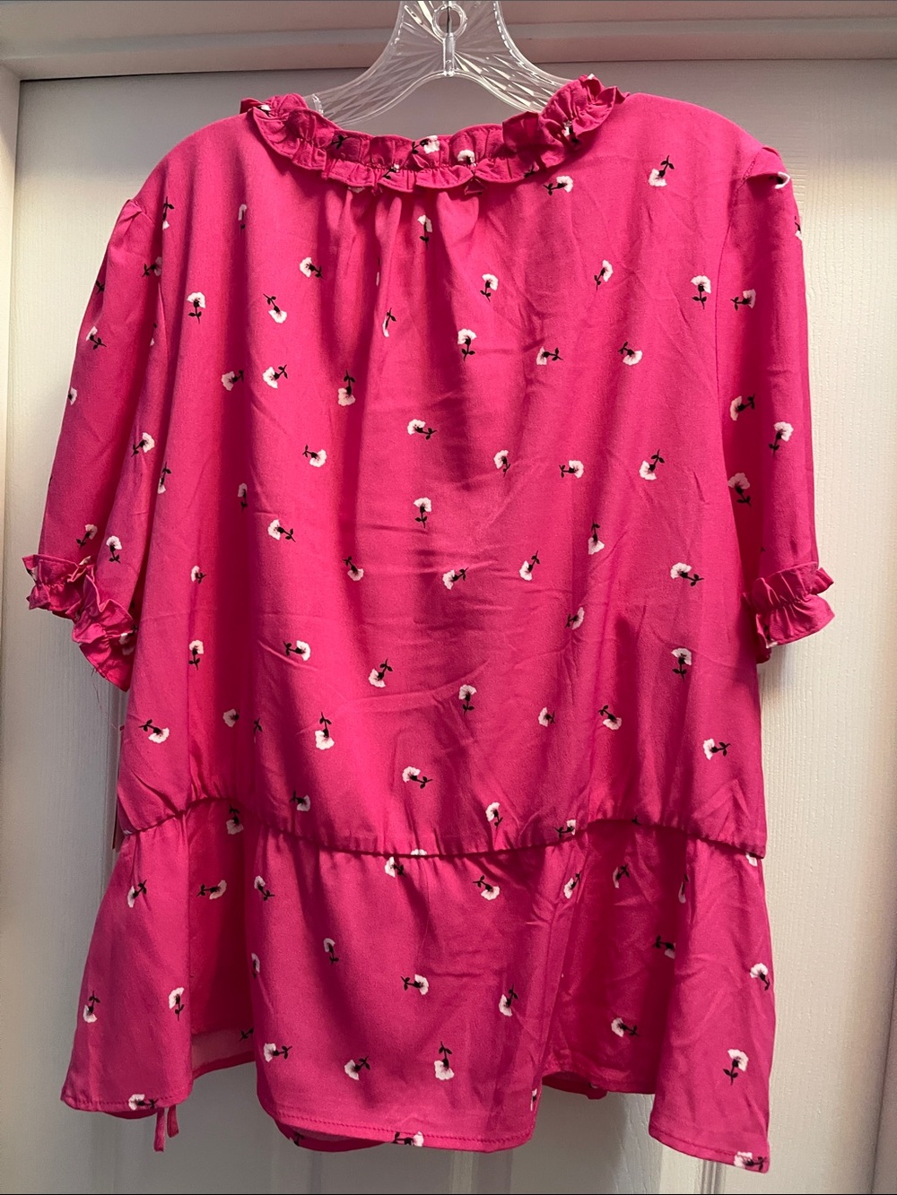 Riley & Rae Hot Pink Ruffle Wrap Blouse - Picture 2 of 2